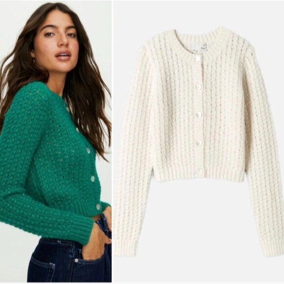 Wilfred Fortune Cardigan Alpaca Mohair Sweater Crochet Espace XXS Aritzia - Picture 2 of 14